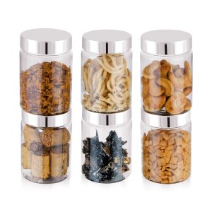 Plastic Storage Jar & Container, Airtight for Kitchen Storage, Grocery Kitchen Container, Transparent Organizer, Masala Dabba, Multipurpose Jar, 500 ML Set 6